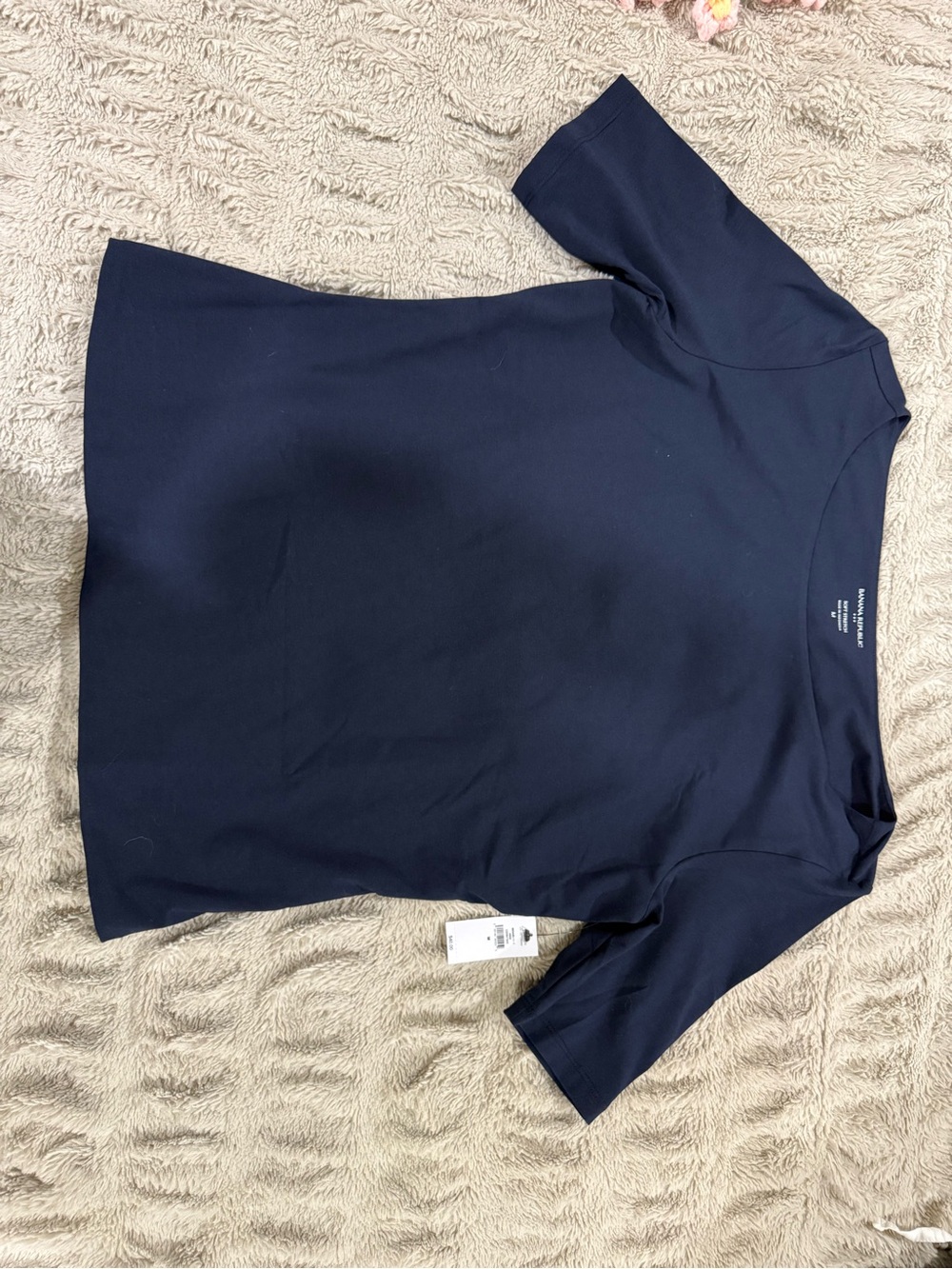Banana Republic Navy Blue Short-Sleeve Crewneck Top